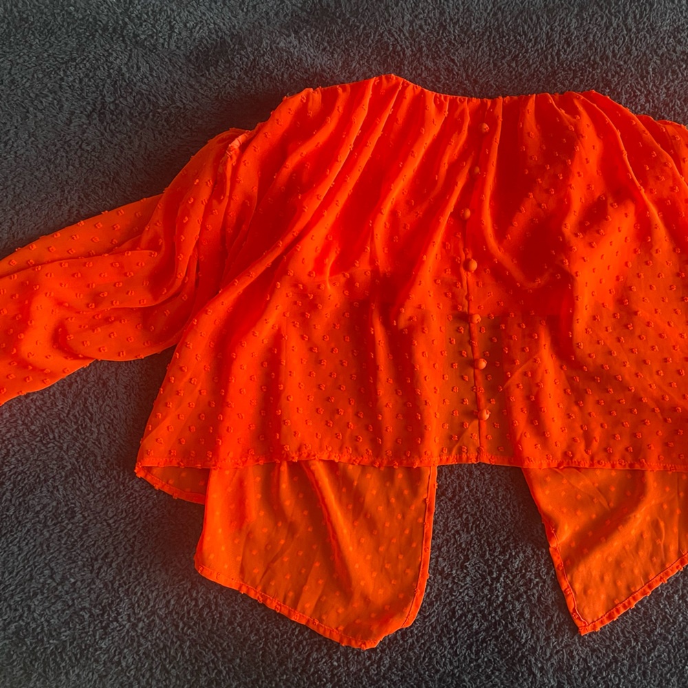Off the Shoulder Orange Split Back Top